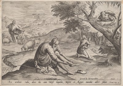 Bůh se zjevuje Mojžíšovi, 1585. od Johann Sadeler I