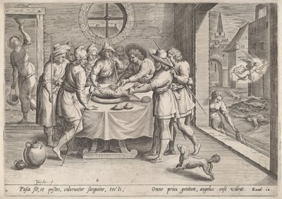 Příprava na Pesach, kolem roku 1585. od Johann Sadeler I
