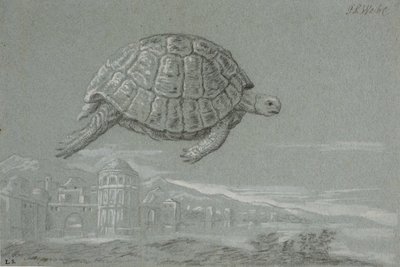 Studie želvy a vyhlídky na opevněné město u moře (Benátky) od Johann Salomon Wahl