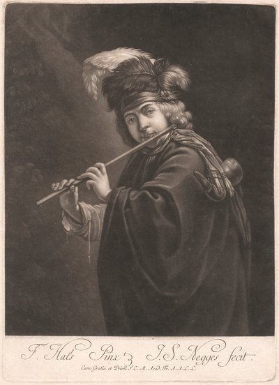 Chlapec hraje na flétnu od Johann Simon Negges