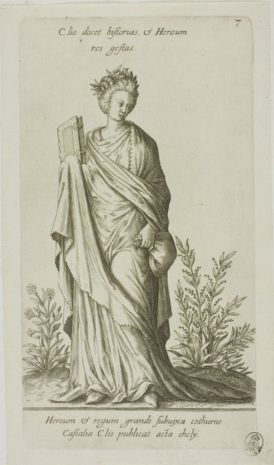 Clio, múza dějin, deska 7 z Parnasu Biceps od Johann Theodor de Bry