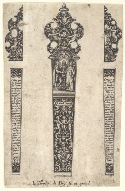 Design rukojeti nože na památku manželství, ca. 1580-1600. od Johann Theodor de Bry
