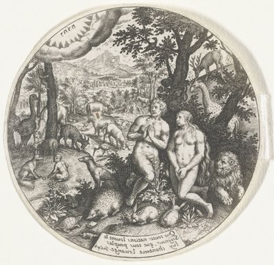 Bůh mluví s Adamem a Evou v ráji od Johann Theodor de Bry