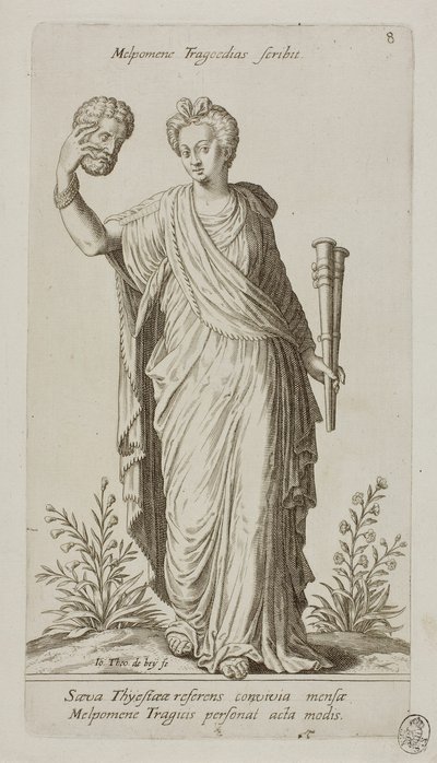 Melpomene, Muse of Tragedy, deska 8 z Parnassus Biceps od Johann Theodor de Bry