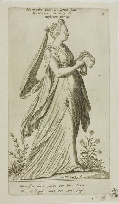 Mnemosine (Memory), deska 3 z Parnassus Biceps od Johann Theodor de Bry