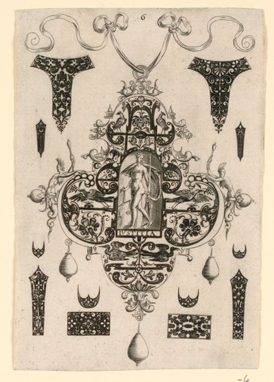 Talíř 6, ze série osmi designů přívěsků s hlavními ctnostmi od Johann Theodor de Bry