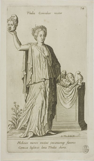 Thalia, múza komedie, deska 14 z Parnassus Biceps od Johann Theodor de Bry