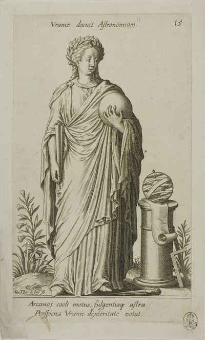 Urania, Muse of Astronomy, deska 15 z Parnassus Biceps od Johann Theodor de Bry