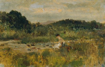 Proud krajiny se sedící dívkou od Johann  Till der Jüngere