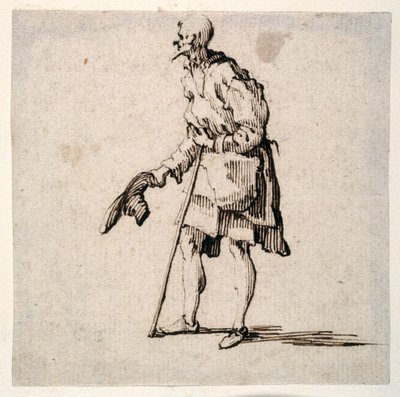 Venkovský muž stojící a sundává si čepici (pero a inkoust na papíře) od Johann Wilhelm Baur