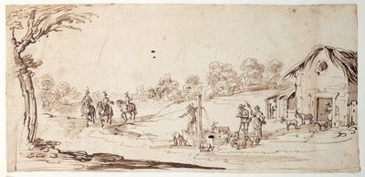 Venkovská scéna (pero a inkoust na papíře) od Johann Wilhelm Baur