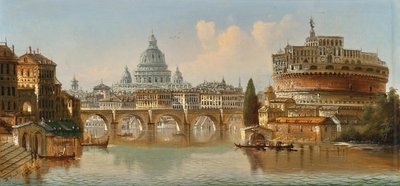 Johann Wilhelm Jankowski Řím Engelsburg a svatý Petr od Johann Wilhelm Jankowski