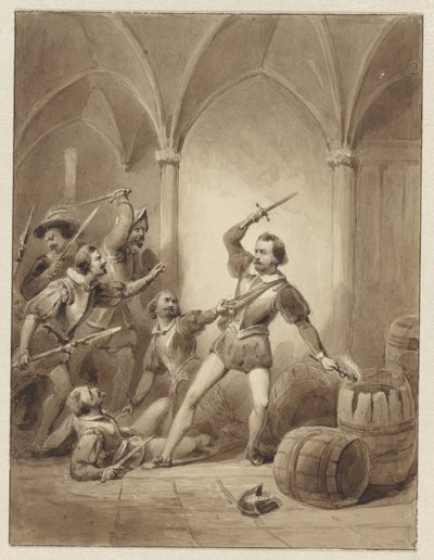 Pád Hermana de Ruytera v Loevesteynu, 1570 od Johann Wilhelm Kaiser (I)