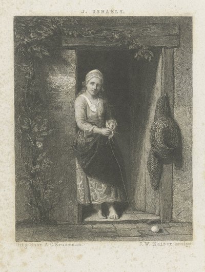 Mladá žena s pletením od Johann Wilhelm Kaiser (I)
