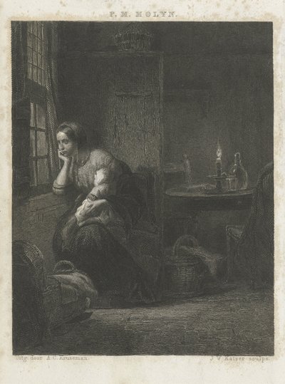 Žena s dítětem u okna od Johann Wilhelm Kaiser (I)
