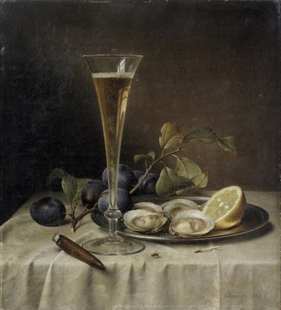 Zátiší se šampaňským a ústřicemi, 1857. od Johann Wilhelm Preyer
