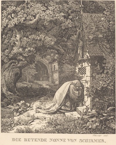 Modlící se jeptiška od Johann Wilhelm Schirmer