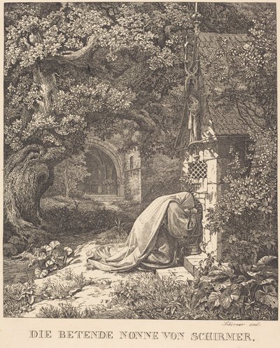 Modlící se jeptiška od Johann Wilhelm Schirmer
