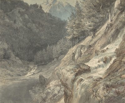 Horská krajina s řekou, 1807-63. od Johann Wilhelm Schirmer