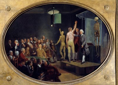 Přednáška Williama Huntera (1718-1783), skotského anatoma na Královské akademii. Obraz Johanna Zoffanyho (1733-1810) Ec. Ang. od Johann Zoffany
