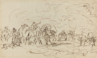Písečná bouře v poušti předjíždí karavanu od Johann Zoffany