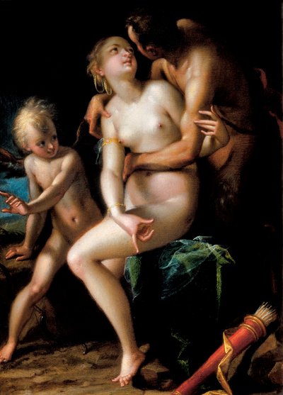 Jupiter, Antiope a Cupid Cupidon od Johann or Hans von Aachen