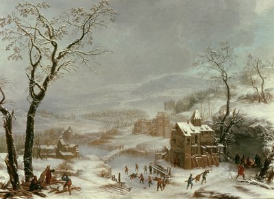 Zimní scéna poblíž řeky Flustal od Johann the Yngr. Dallinger von Dalling