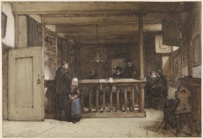 Výplatní den: Sněmovna konšelů v soudní budově v Nieuw-Loosdrecht, zdobená postavami ze sedmnáctého století od Johannes Bosboom