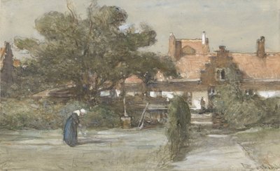 Nádvoří Heilige Geesthofje na Paviljoensgracht v Haagu od Johannes Bosboom