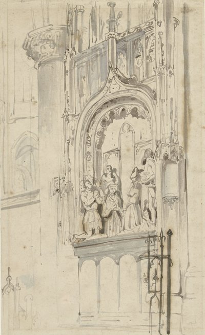 Pohřební pomník Engelbrechta I van Nassau, v Grote Kerk v Bredě od Johannes Bosboom