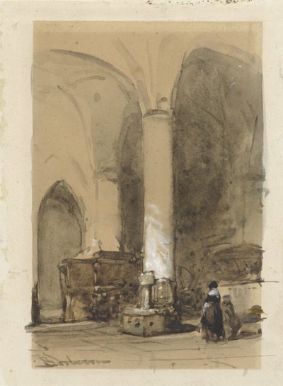 Interiér Grote nebo Andreaskerk v Hattemu od Johannes Bosboom