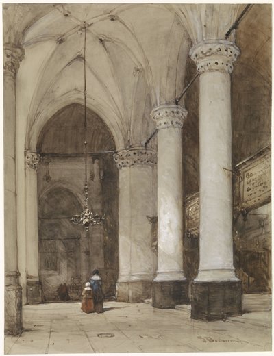 Jižní ulička Velkého kostela v Haagu Jižní ulička Grote Kerk v Haagu s postavami ze sedmnáctého století od Johannes Bosboom