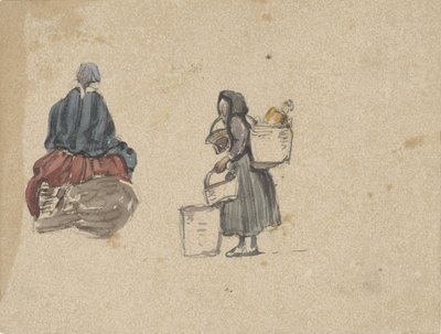 Dvě studie rybářek od Johannes Bosboom