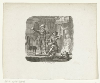 Dva muži mluví u ohně od Johannes Christiaan Bendorp