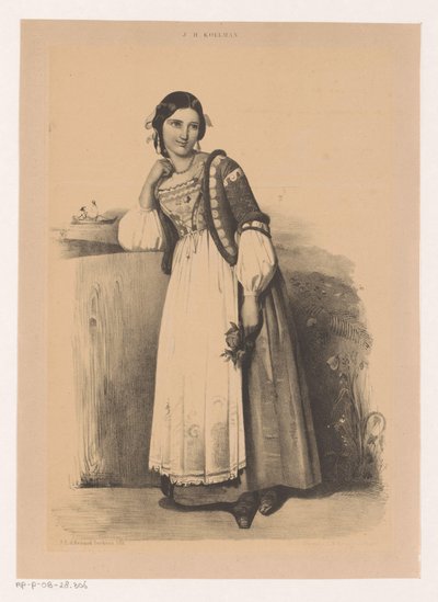 Žena v italském kostýmu od Johannes Christiaan d
