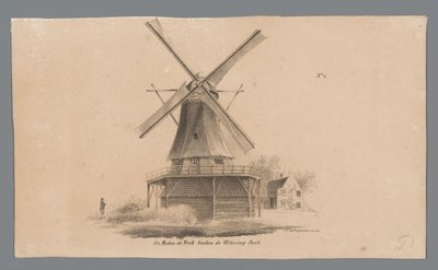 Pohled na větrný mlýn De Vink mimo Weteringpoort Windmill de Vink mimo Wetering Poort (název na objektu) od Johannes Cornelis van Pappelendam