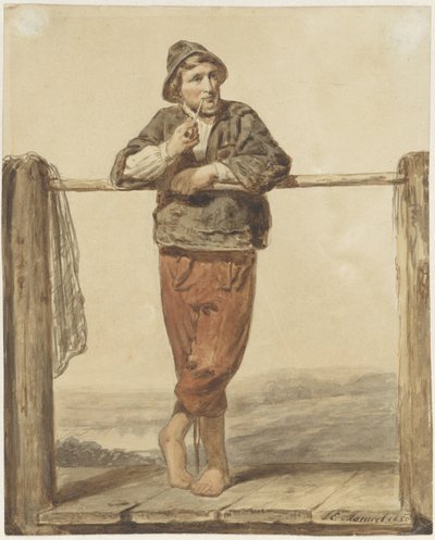 Dýmka kouřící muž stojící s zepředu od Johannes Engel Masurel