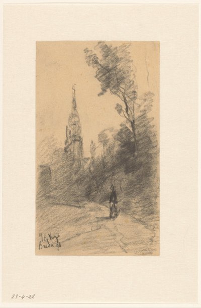 Věž Breda mezi stromy od Johannes Gijsbert Vogel