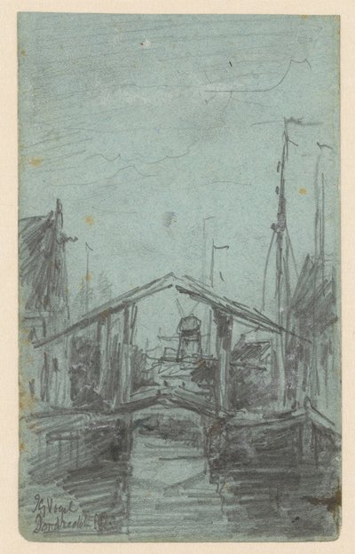 Pohled na Dordrecht s padacím mostem od Johannes Gijsbert Vogel