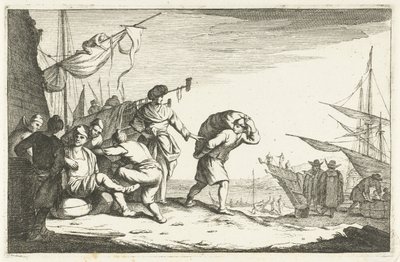 Přístav s konverzujícími obchodníky Italské přístavy (název série) Aliqui Portus (název série) od Johannes Gronsveld