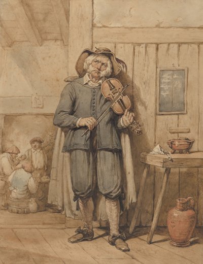 Šumař v krčmě se třemi muži v pozadí, polovina 19. století. od Johannes Hendrik van West