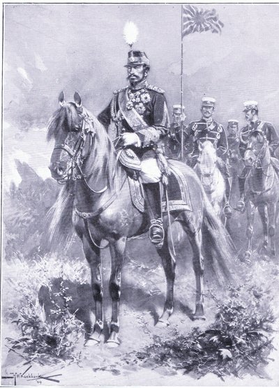Jeho Imperial Majesty: The Emperor of Japan, ilustrace z Cassells History of the Russo-Japanese War Vol 1, c.1900 od Johannes Hermann Barend Koekkoek