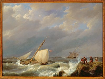 Plavidla na Lee Shore ve větru, 1844 od Johannes Hermann Barend Koekkoek