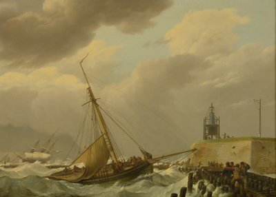 Lodě v rozbouřeném moři od Johannes Hermanus Koekkoek