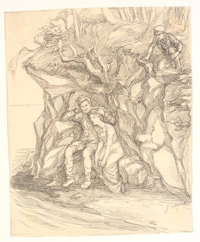 Ilustrace k Alfredu Tennysonovi "Enoch Arden" od Johannes Holbek