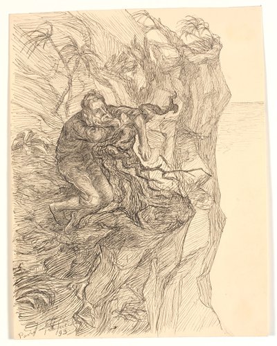 Ilustrace k Alfredu Tennysonovi "Enoch Arden" od Johannes Holbek