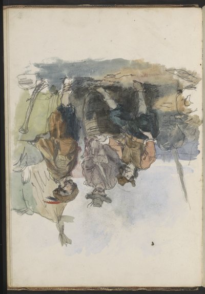 Tři muži na nábřeží od Johannes Huybertus van Hove Bzn