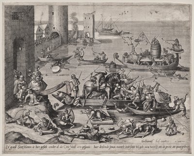 Svatý Martin se svým koněm na lodi od Johannes I van Doetecum (d. 1605)
