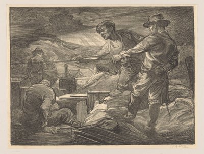 Dělníci táhnoucí lano od Johannes Josephus Aarts (signed by artist)