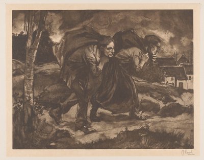 Muž a žena s taškou na zádech od Johannes Josephus Aarts (signed by artist)